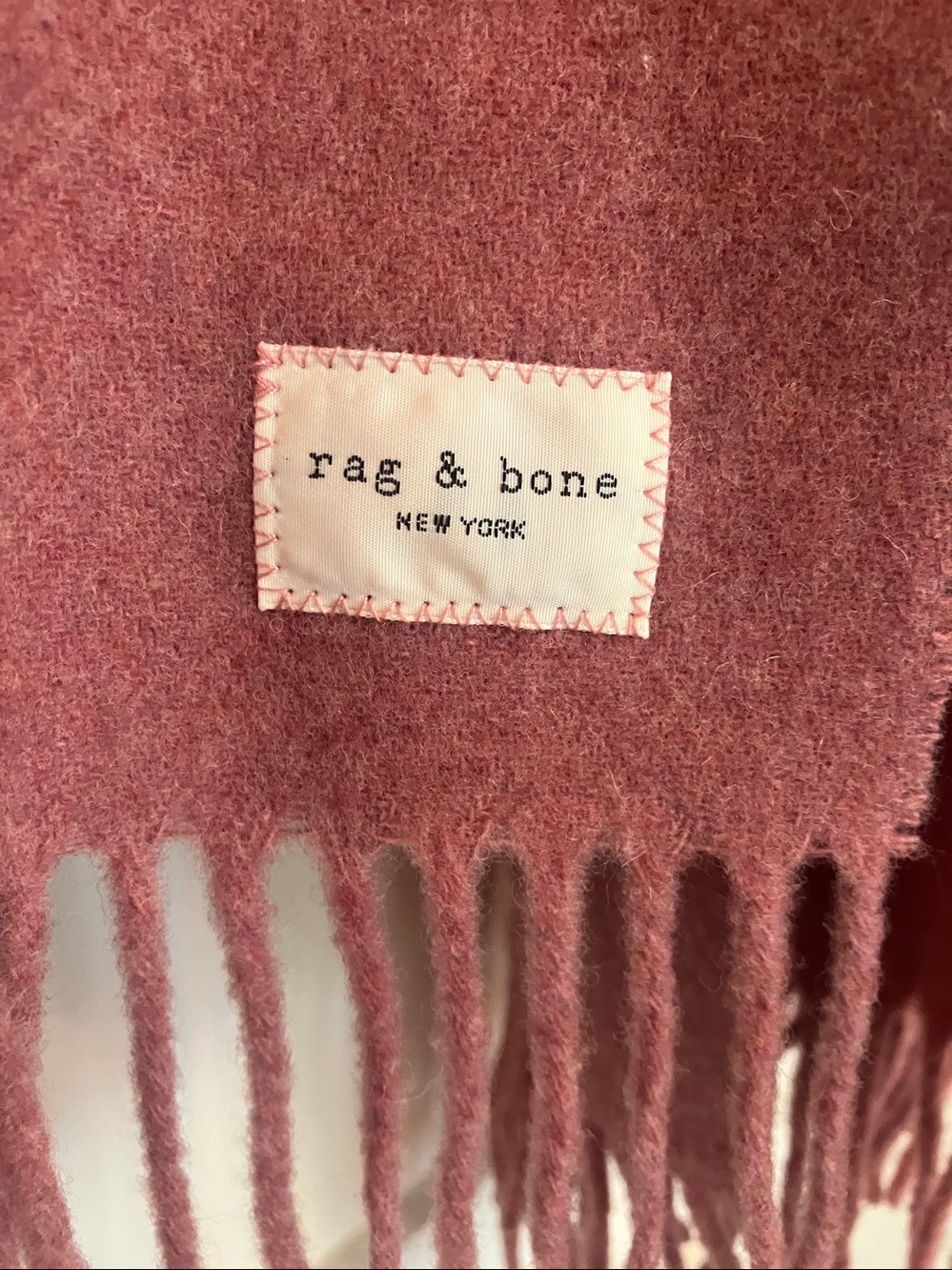 rag & bone dusty rose fringed wool scarf - Picture 2 of 3